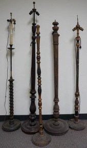 FIVE BAROQUE STYLE TURNED WOOD