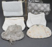 FIVE BEADED EVENING BAGS AND A