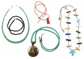 FIVE BEADED NECKLACES: ONE KOK