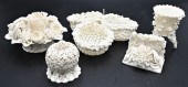 FIVE BELLEEK ENCRUSTED FLOWER