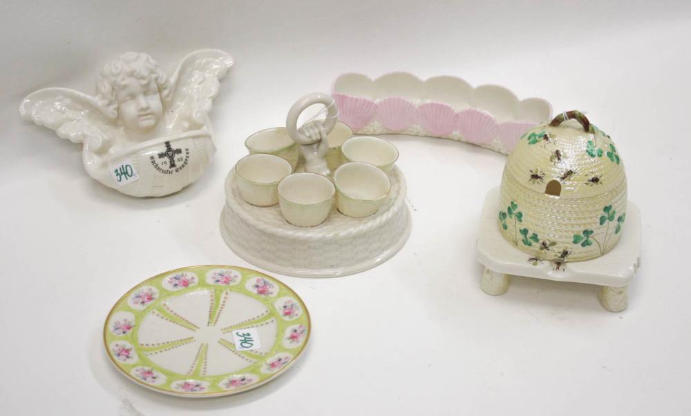 FIVE BELLEEK PARIAN PORCELAIN