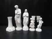 FIVE BELLEEK PARIAN PORCELAIN