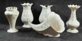 FIVE BELLEEK SHAMROCK PORCELAI
