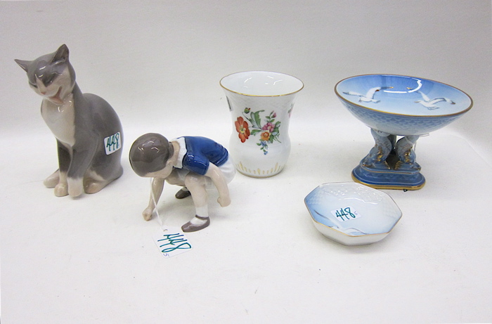 FIVE BING & GRONDAHL PORCELAINS:
