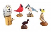 FIVE BIRD CARVINGS, 20TH/ 21ST