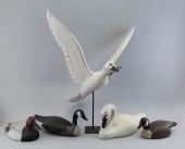 FIVE BIRD CARVINGS LATE 20TH C