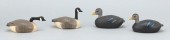FIVE BIRD CARVINGS MID-20TH CE