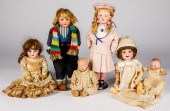 FIVE BISQUE HEAD DOLLSFive bis