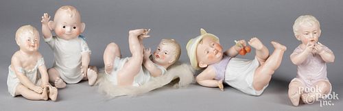 FIVE BISQUE PIANO BABIESFive bisque