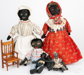 FIVE BLACK AMERICANA CLOTH DOL