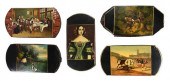 FIVE BLACK LACQUERED CIGAR CAS