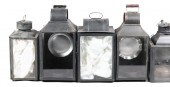 FIVE BLACK METAL LANTERNS LARG