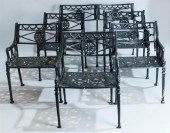 FIVE BLACK WROUGHT IRON GARDEN