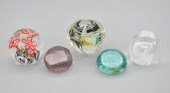 Five Blown Glass Paperweights
