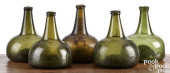 FIVE BLOWN OLIVE GLASS SQUAT B
