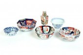 FIVE BOWLS AND A TEA CADDY.  A