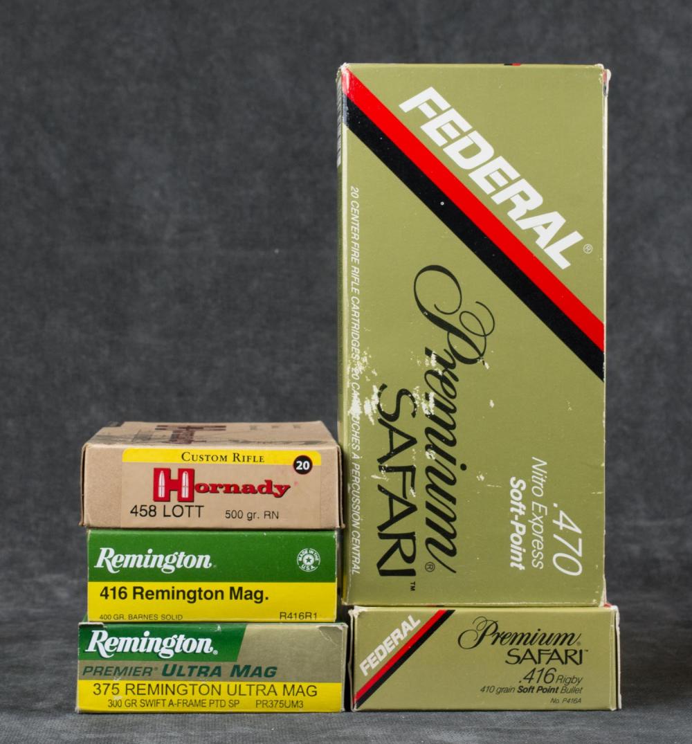 FIVE BOXES OF LARGE CALIBER