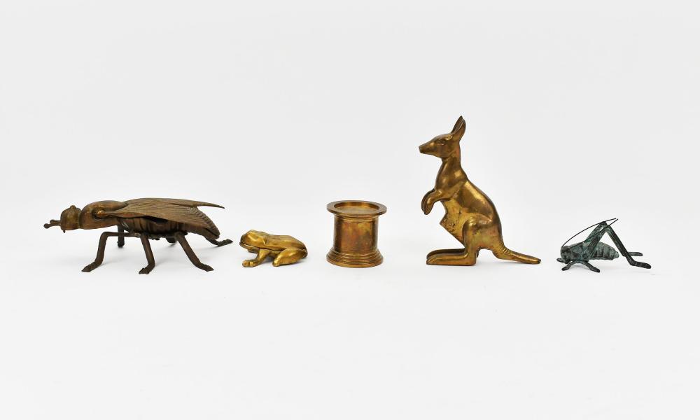 FIVE BRASS AND OTHER METAL TABLE