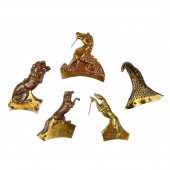 FIVE BRASS FIRE HELMET FRONT S