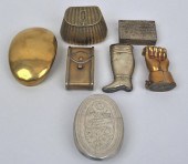 FIVE BRASS MATCH SAFES & TWO T