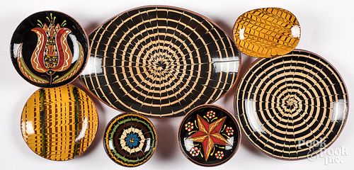 FIVE BREININGER POTTERY REDWARE