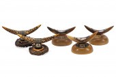 FIVE BRITISH CARVED HORN & ANT