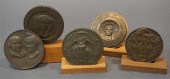 FIVE BRONZE TABLE MEDALSFive B