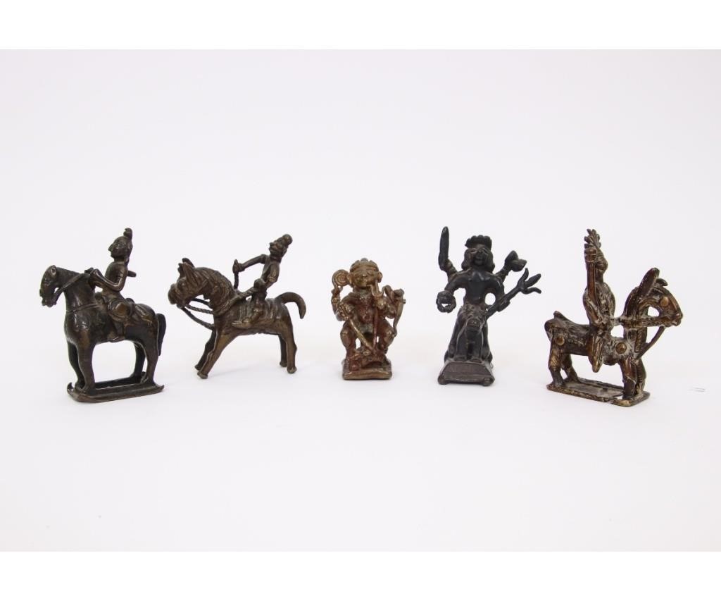 Five bronze Tibetan figures,