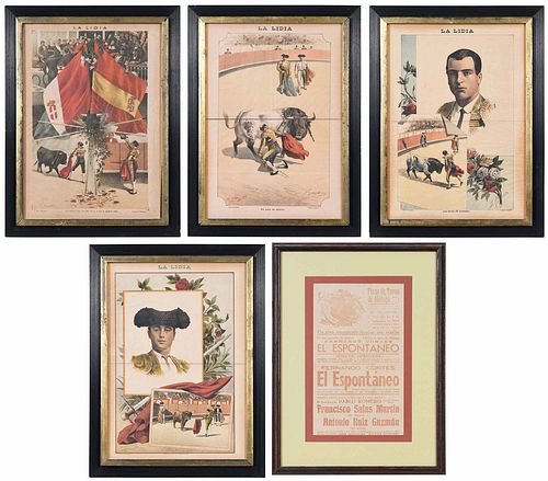 FIVE BULL FIGHTING PRINTS,