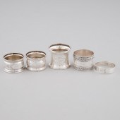 Five Canadian Silver Napkin Ri