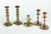 FIVE CANDLESTICKS.  Three are