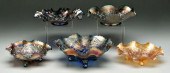 Five carnival glass bowls: thr