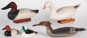 FIVE CARVED AND PAINTED DUCK D