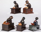FIVE CARVED AND PAINTED WOOD K