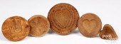 FIVE CARVED BUTTERPRINTS, 19TH