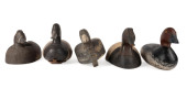 FIVE CARVED DUCK DECOYS, INCL.