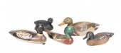 FIVE CARVED DUCK DECOYSFive Ca
