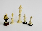 FIVE CARVED IVORY FIGURES.  Eu