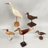 FIVE CARVED & PAINTED WOODEN S
