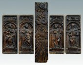 Five carved panels: relief car