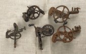 Five cast iron apple peelers l