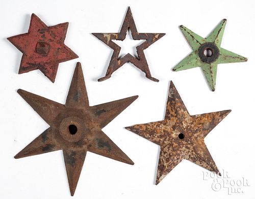 FIVE CAST IRON ARCHITECTURAL STARS,