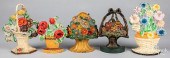 FIVE CAST IRON FLORAL DOORSTOP