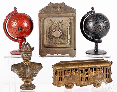 FIVE CAST IRON STILL BANKSFive cast