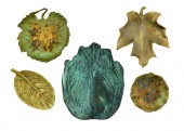 FIVE CAST METAL/ BRONZE LEAF F