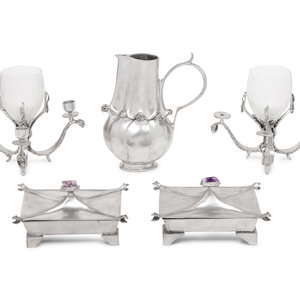 Five Castor Cooper Pewter Table