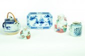 FIVE CERAMIC SERVING PIECES AN