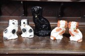 FIVE CERAMIC SPANIELS. Two pai