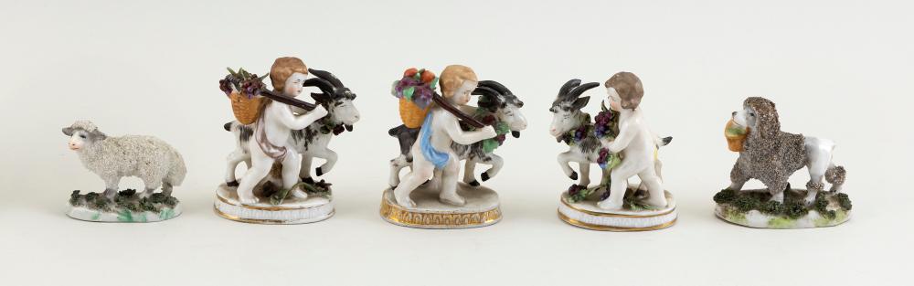 FIVE CHELSEA-TYPE PORCELAIN