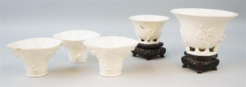 FIVE CHINESE BLANC-DE-CHINE